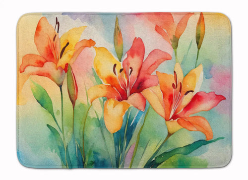 Lilies in Watercolor Memory Foam Kitchen Mat WEM Support (www.WEM.support)