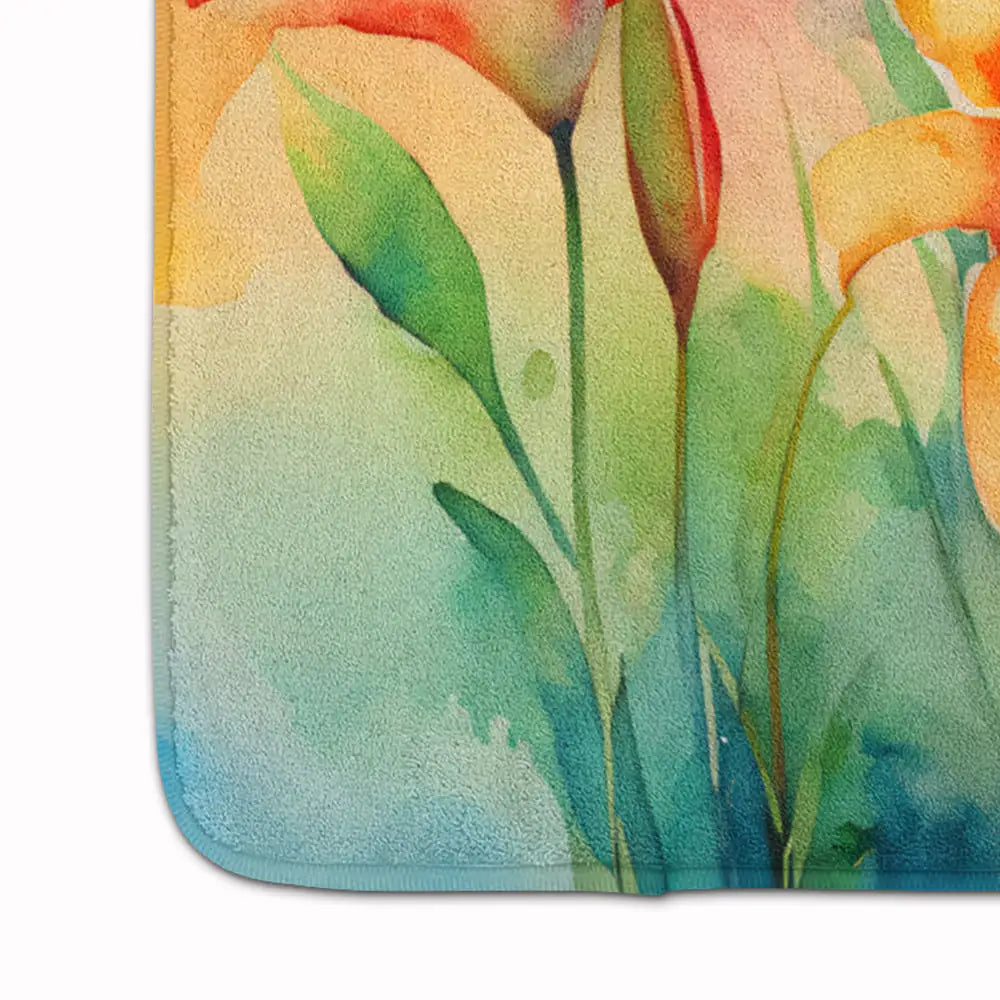 Lilies in Watercolor Memory Foam Kitchen Mat WEM Support (www.WEM.support)