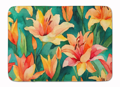 Lilies in Watercolor Memory Foam Kitchen Mat WEM Support (www.WEM.support)