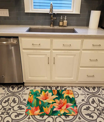 Lilies in Watercolor Memory Foam Kitchen Mat WEM Support (www.WEM.support)