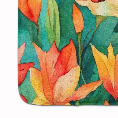 Lilies in Watercolor Memory Foam Kitchen Mat WEM Support (www.WEM.support)