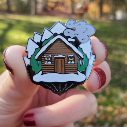 Log Cabin Enamel Pin WEM Support (www.WEM.support)