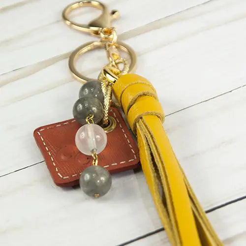 Lucca Leather Bag Charm- Yellow WEM Support (www.WEM.support)