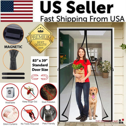 Magnetic Screen Door Mesh Curtain Durable Heavy Duty Mosquito Net Bug Hands Free WEM Support (www.WEM.support)