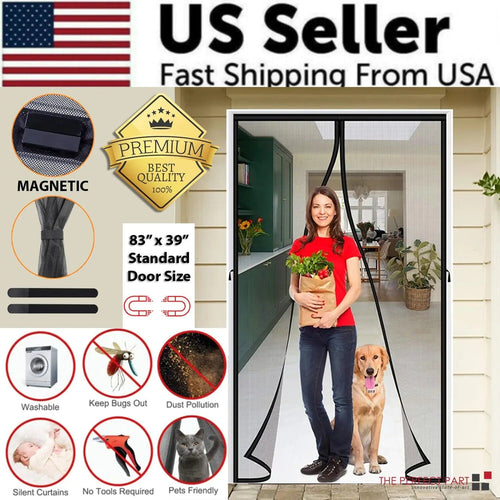 Magnetic Screen Door Mesh Curtain Durable Heavy Duty Mosquito Net Bug Hands Free WEM Support (www.WEM.support)