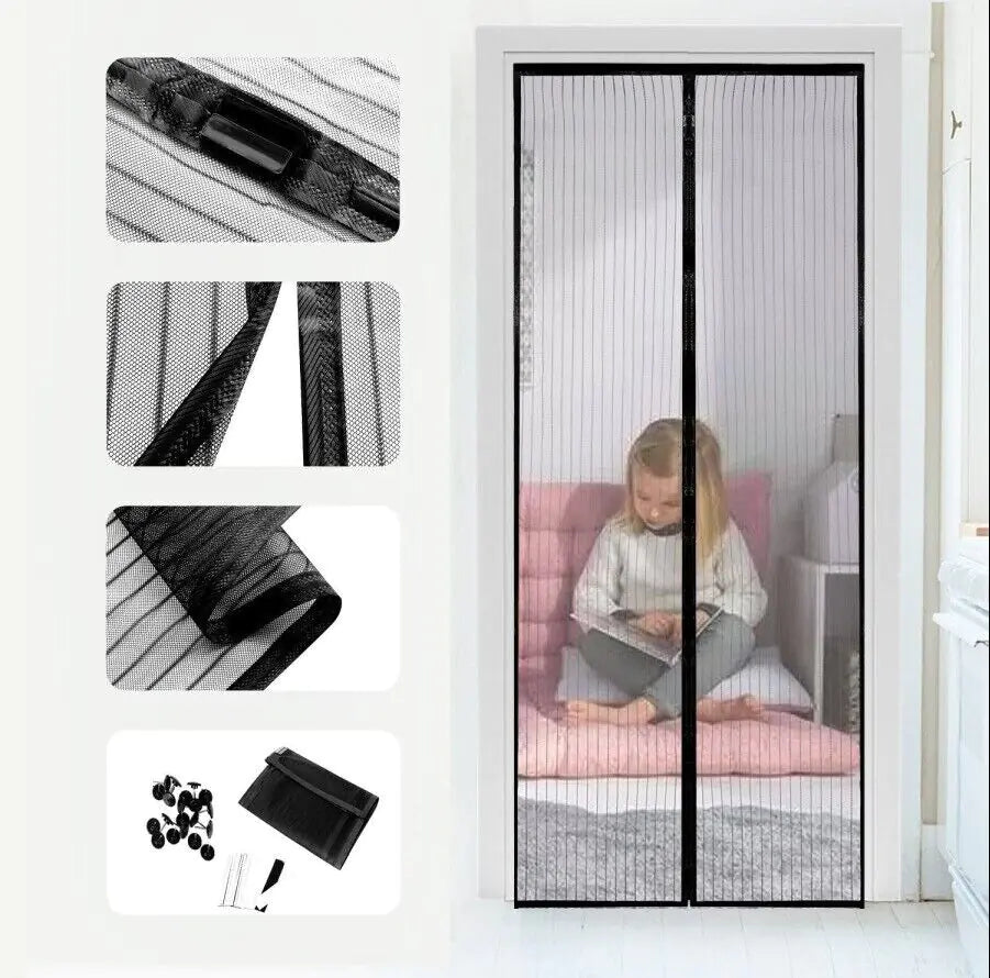 Magnetic Screen Door Mesh Curtain Durable Heavy Duty Mosquito Net Bug Hands Free WEM Support (www.WEM.support)