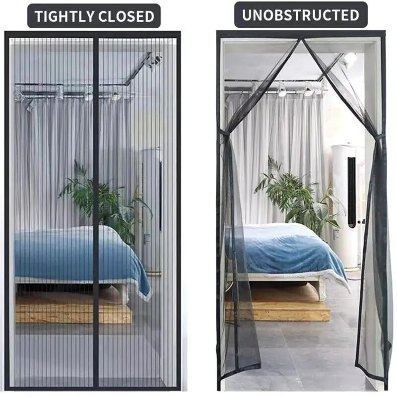 Magnetic Screen Door Mesh Curtain Durable Heavy Duty Mosquito Net Bug Hands Free WEM Support (www.WEM.support)