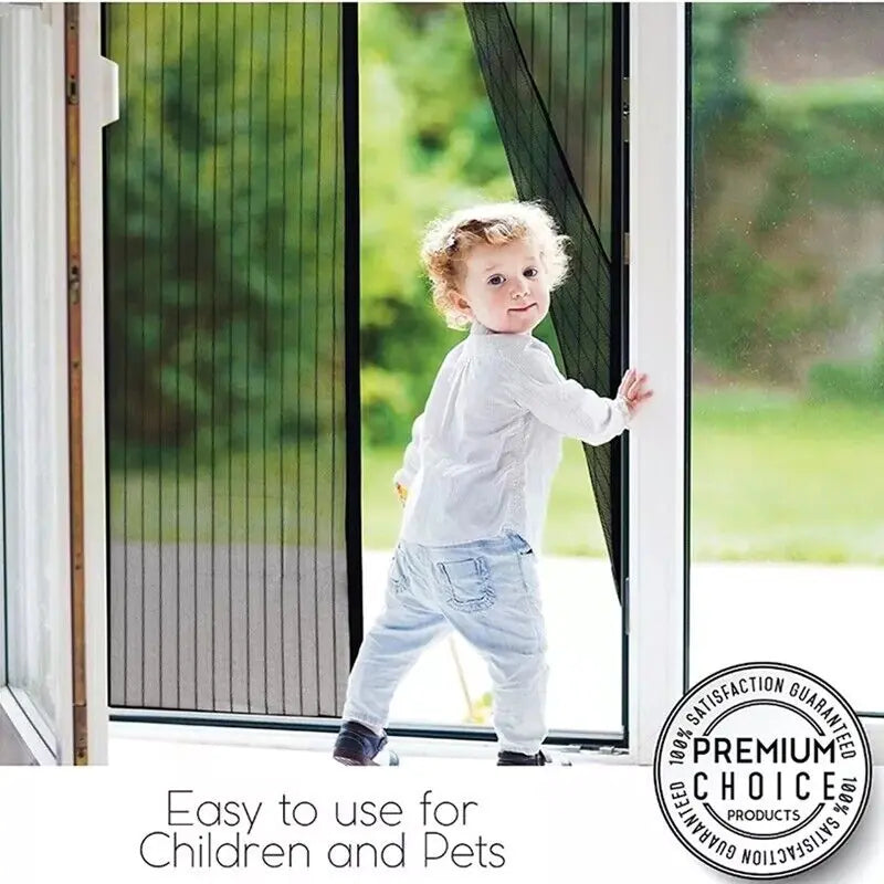 Magnetic Screen Door Mesh Curtain Durable Heavy Duty Mosquito Net Bug Hands Free WEM Support (www.WEM.support)