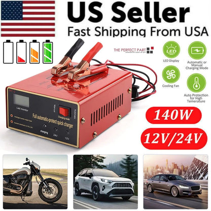 Maintenance Free Battery Charger 12V/24V 10A 140W Output For Electric Car Pro WEM Support (www.WEM.support)