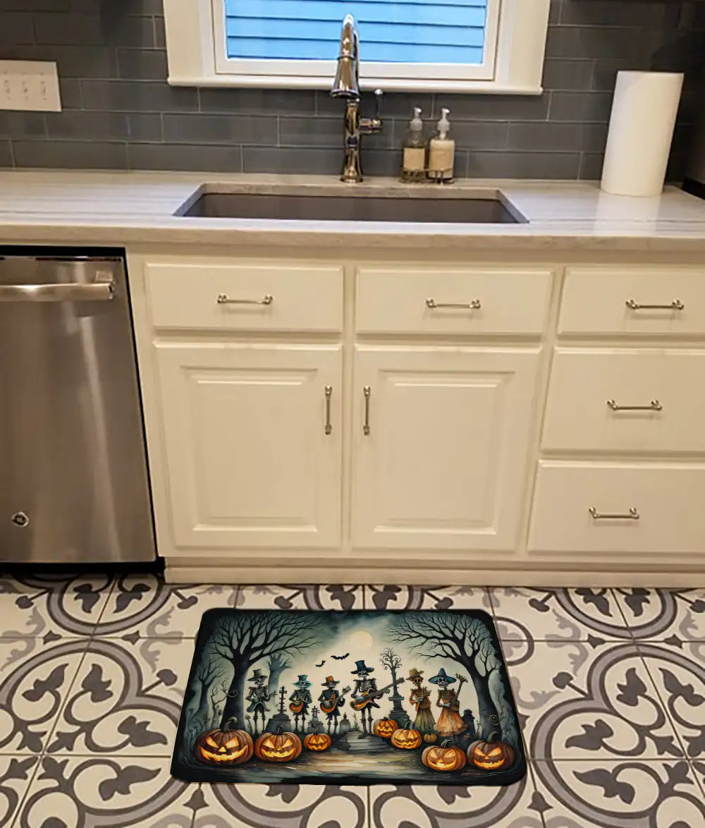 Mariachi Skeleton Band Spooky Halloween Memory Foam Kitchen Mat WEM Support (www.WEM.support)