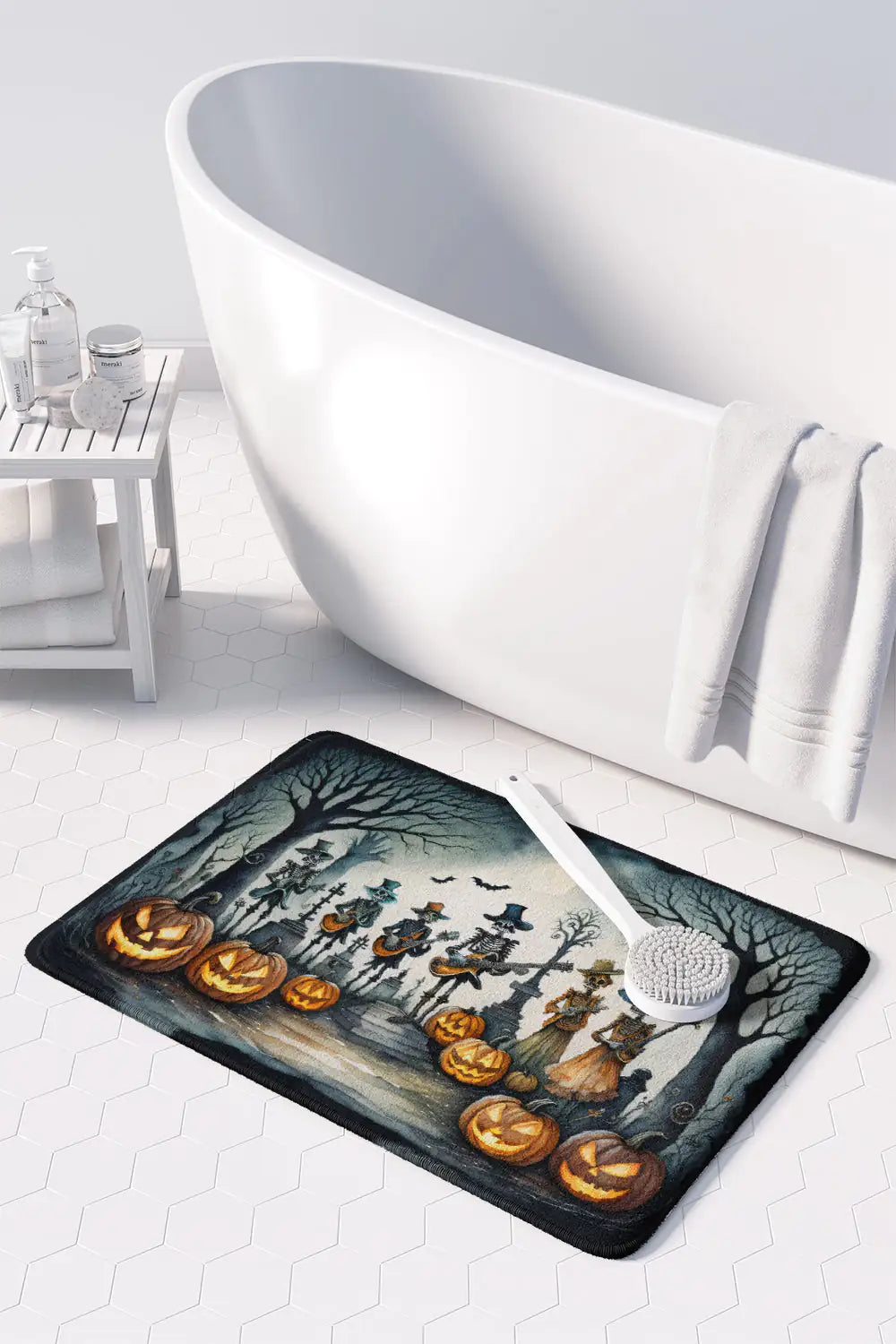 Mariachi Skeleton Band Spooky Halloween Memory Foam Kitchen Mat WEM Support (www.WEM.support)