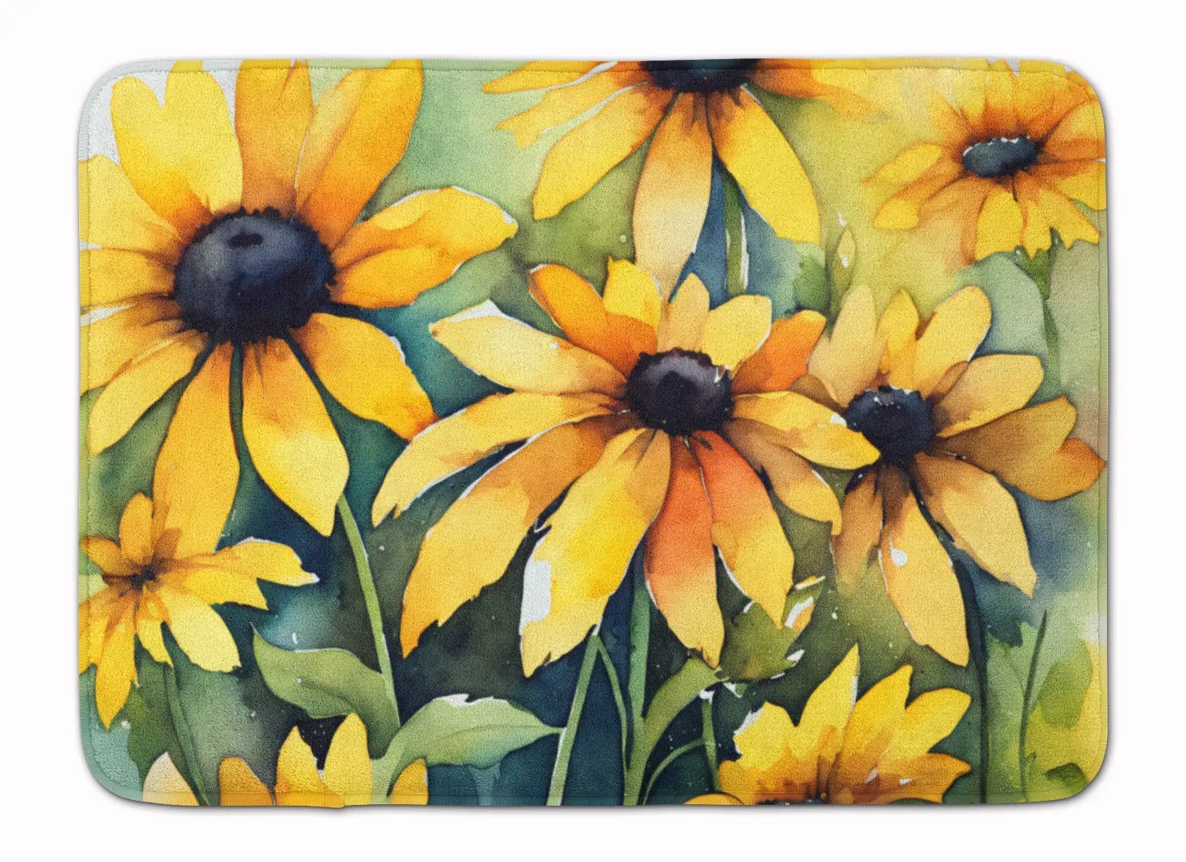 Maryland Black-Eyed Susans in Watercolor Memory Foam Kitchen Mat WEM Support (www.WEM.support)