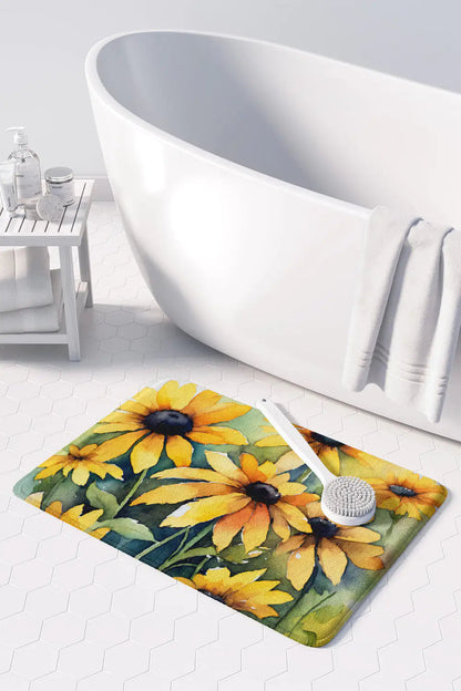 Maryland Black-Eyed Susans in Watercolor Memory Foam Kitchen Mat WEM Support (www.WEM.support)