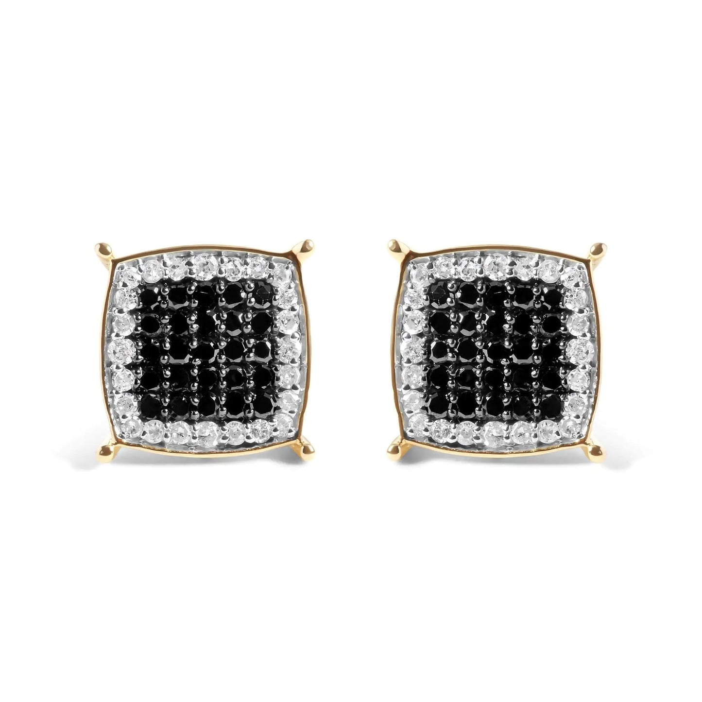Men's 10K Yellow Gold 1/2 Cttw White and Black Treated Diamond Earring (Black / I-J Color, I2-I3 Clarity) WEM Support (www.WEM.support)