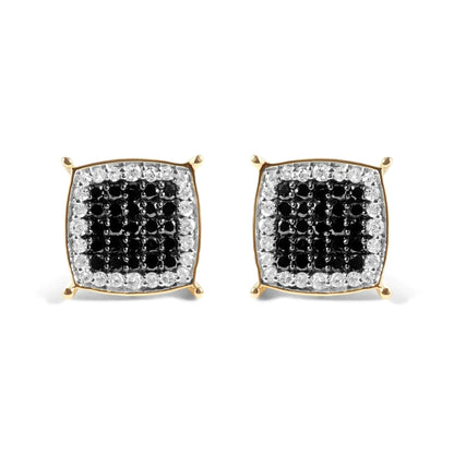 Men's 10K Yellow Gold 1/2 Cttw White and Black Treated Diamond Earring (Black / I-J Color, I2-I3 Clarity) WEM Support (www.WEM.support)