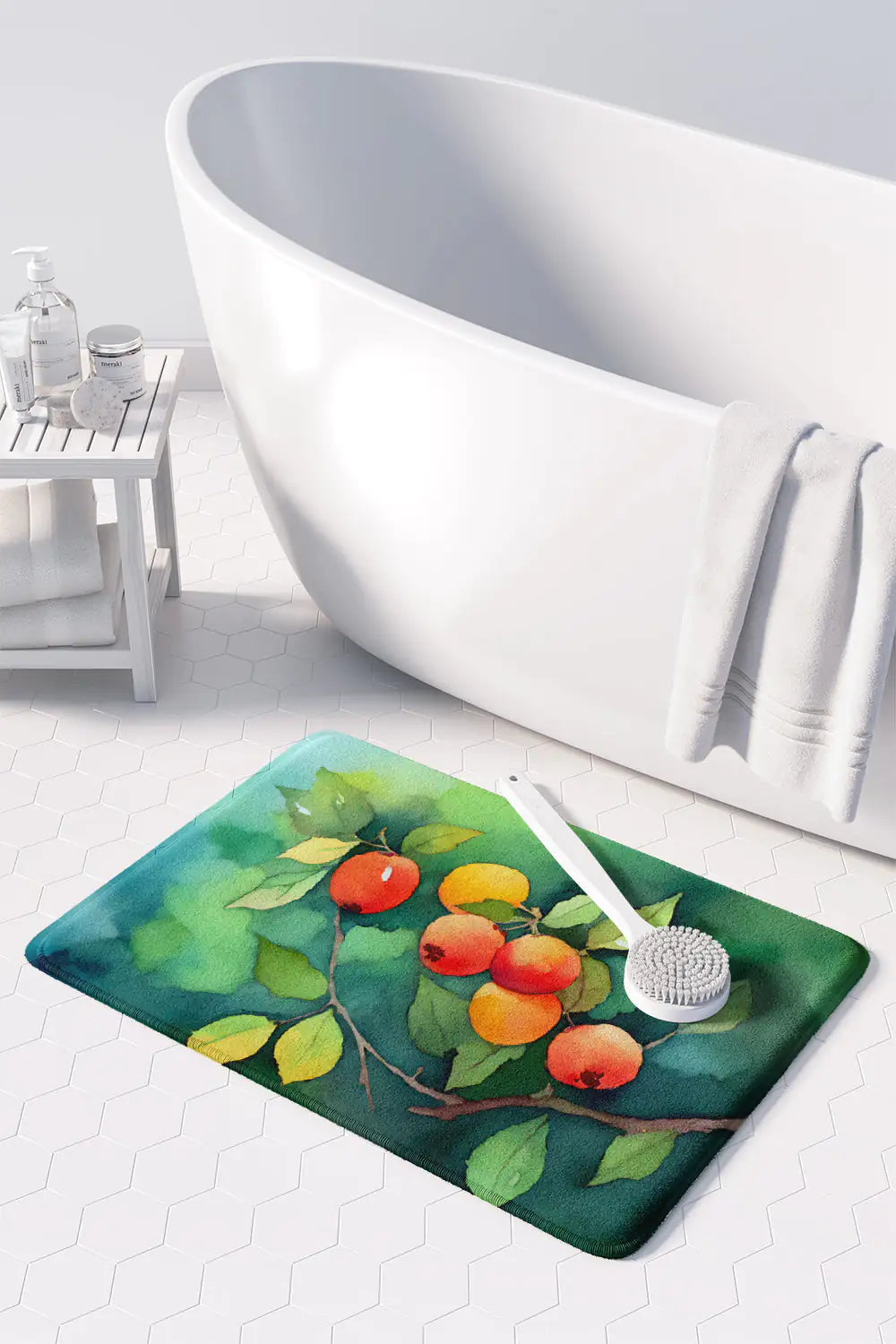 Missouri Hawthorns in Watercolor Memory Foam Kitchen Mat WEM Support (www.WEM.support)