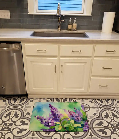 New Hampshire Purple Lilac in Watercolor Memory Foam Kitchen Mat WEM Support (www.WEM.support)