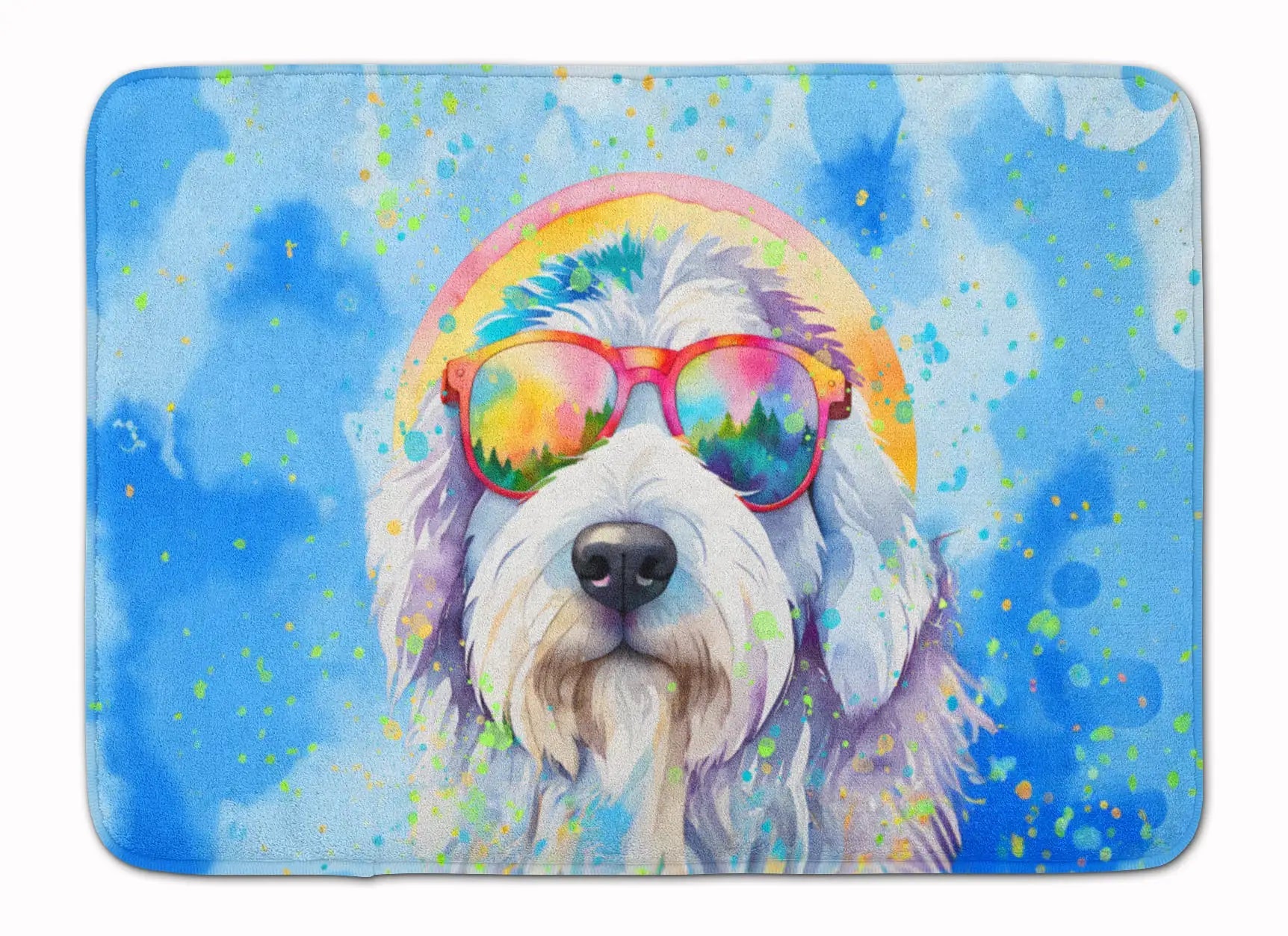 Old English Sheepdog Hippie Dawg Memory Foam Kitchen Mat WEM Support (www.WEM.support)