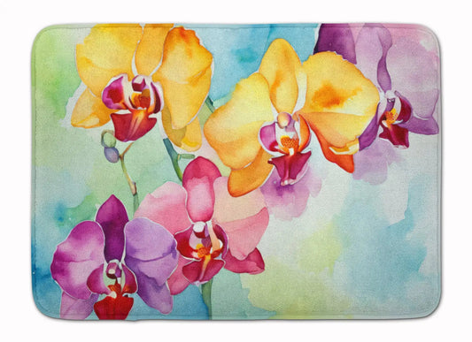 Orchids in Watercolor Memory Foam Kitchen Mat WEM Support (www.WEM.support)