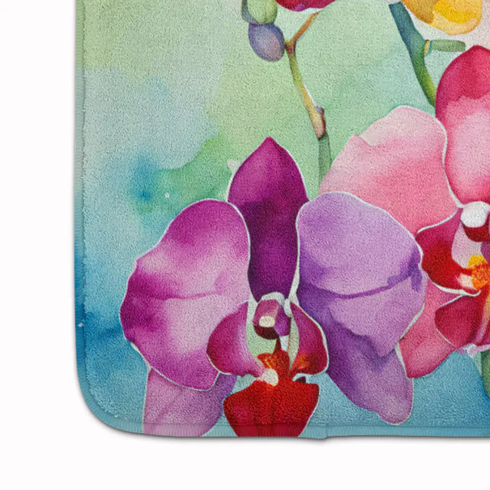 Orchids in Watercolor Memory Foam Kitchen Mat WEM Support (www.WEM.support)