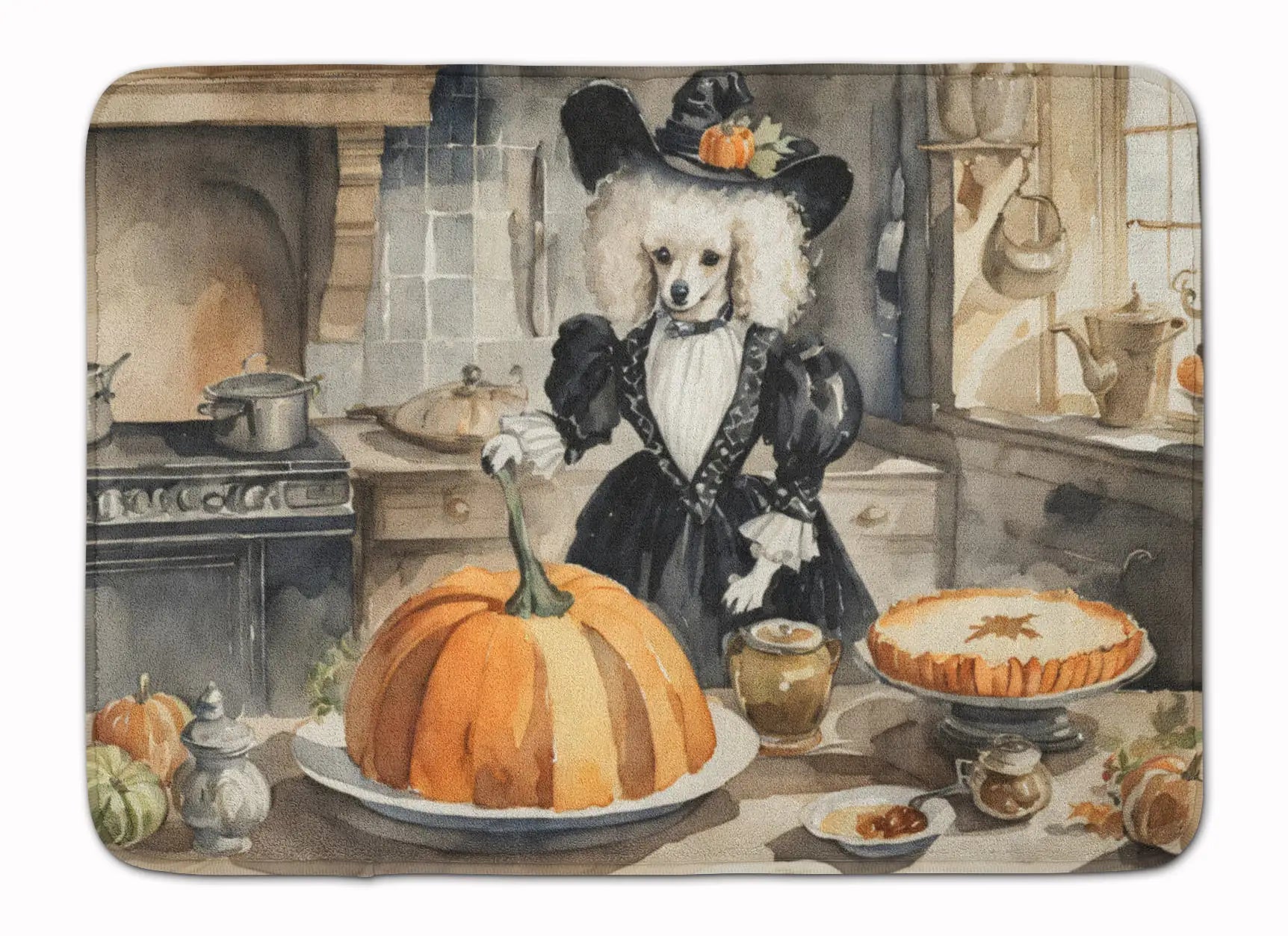 Poodle Fall Kitchen Pumpkins Memory Foam Kitchen Mat WEM Support (www.WEM.support)