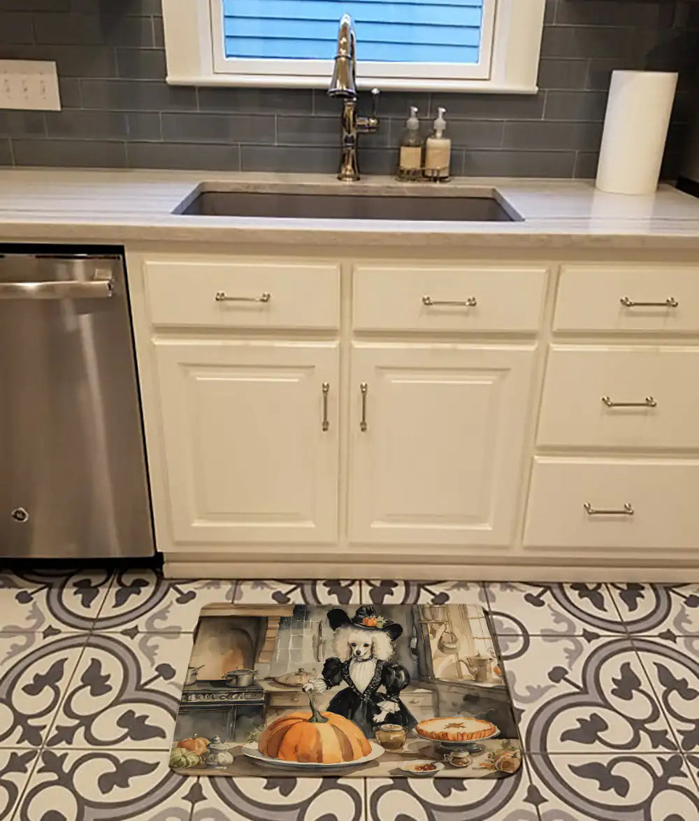 Poodle Fall Kitchen Pumpkins Memory Foam Kitchen Mat WEM Support (www.WEM.support)