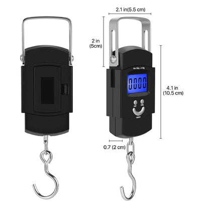 Portable Fish Scale Travel LCD Digital Hanging Luggage Electronic 110lb / 50kg WEM Support (www.WEM.support)