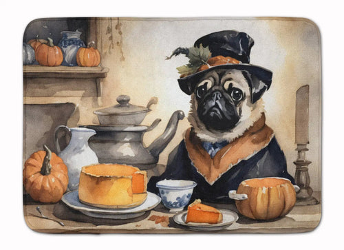 Pug Fall Kitchen Pumpkins Memory Foam Kitchen Mat WEM Support (www.WEM.support)