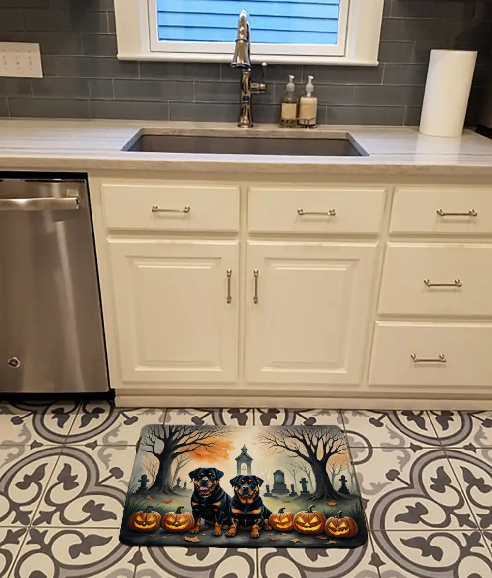 Rottweiler Spooky Halloween Memory Foam Kitchen Mat WEM Support (www.WEM.support)