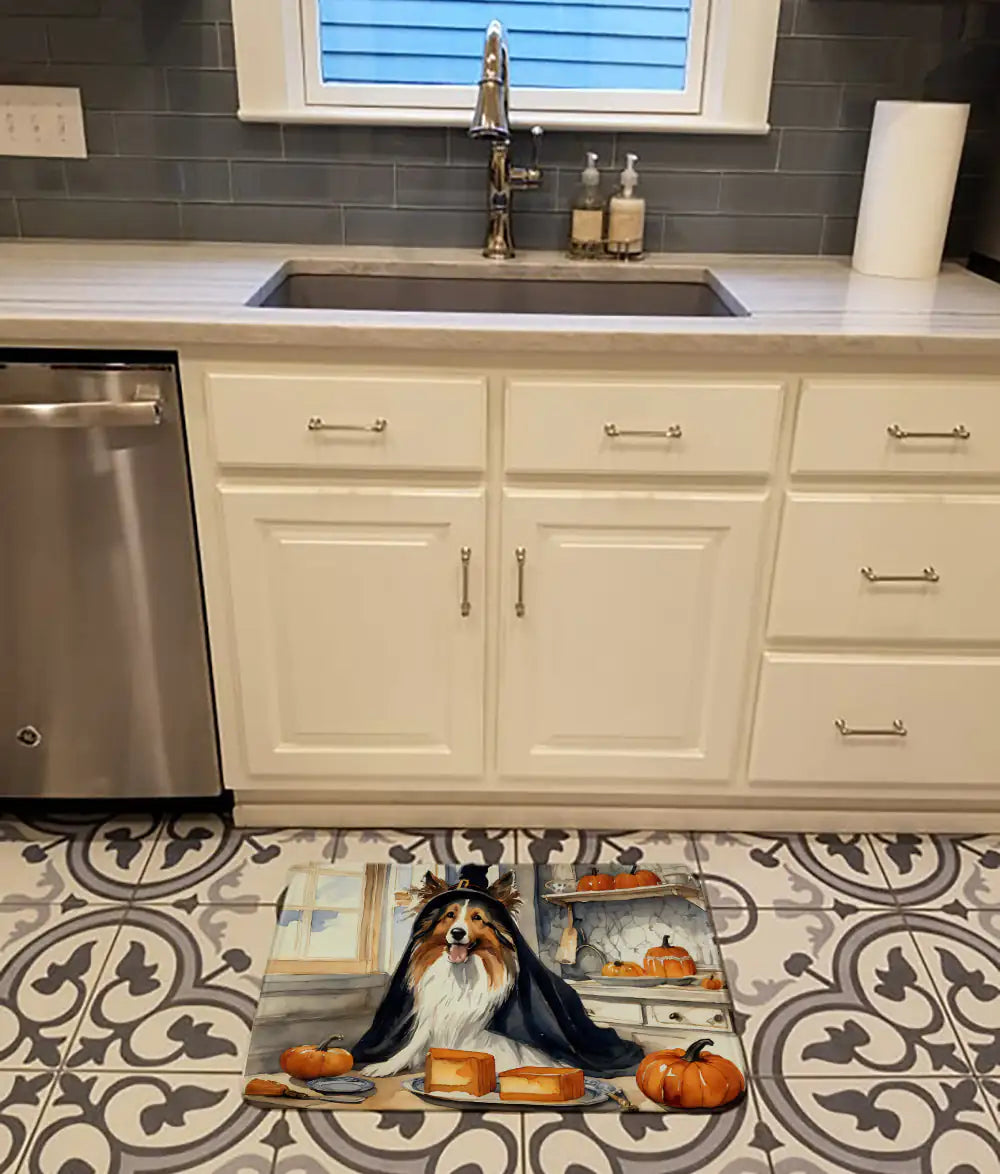 Sheltie Fall Kitchen Pumpkins Memory Foam Kitchen Mat WEM Support (www.WEM.support)