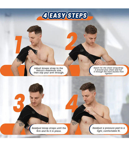 Shoulder Brace Support Compression Sleeve Torn Rotator Cuff AC Joint Pain Relief WEM Support (www.WEM.support)