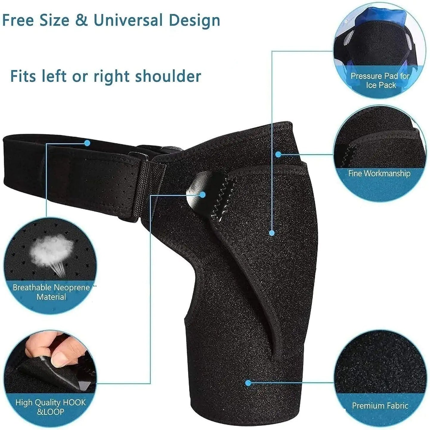 Shoulder Brace Support Compression Sleeve Torn Rotator Cuff AC Joint Pain Relief WEM Support (www.WEM.support)