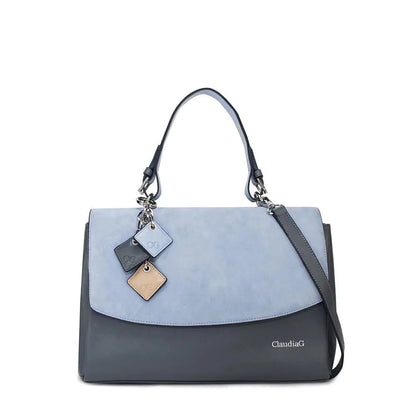 Simonetta Leather Handbag -Serenity / Charcoal WEM Support (www.WEM.support)