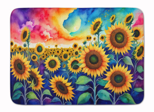 Sunflowers in Color Memory Foam Kitchen Mat WEM Support (www.WEM.support)