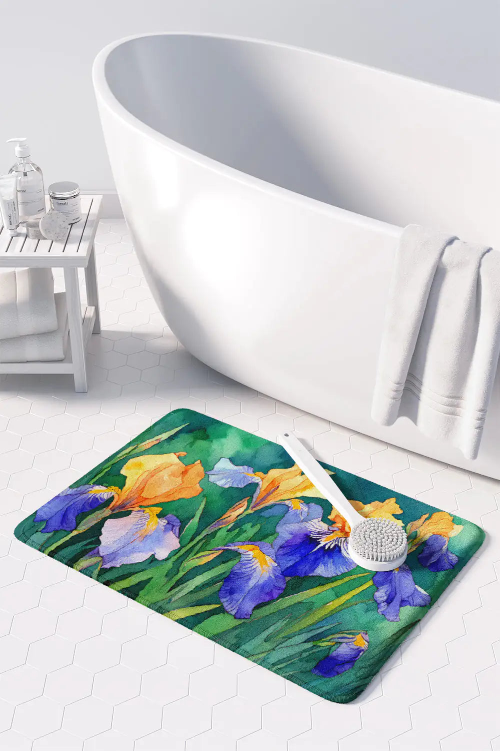 Tennessee Iris in Watercolor Memory Foam Kitchen Mat WEM Support (www.WEM.support)