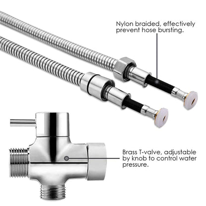 Toilet Shattaf Adapter Hose Bidet Spray Stainless Steel Handheld Shower Head US WEM Support (www.WEM.support)