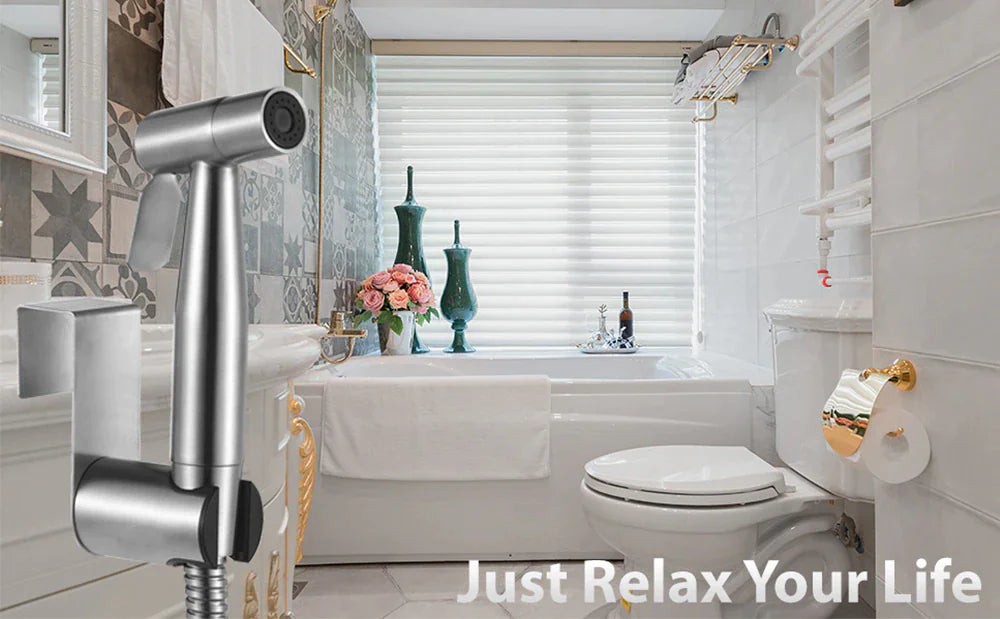 Toilet Shattaf Adapter Hose Bidet Spray Stainless Steel Handheld Shower Head US WEM Support (www.WEM.support)