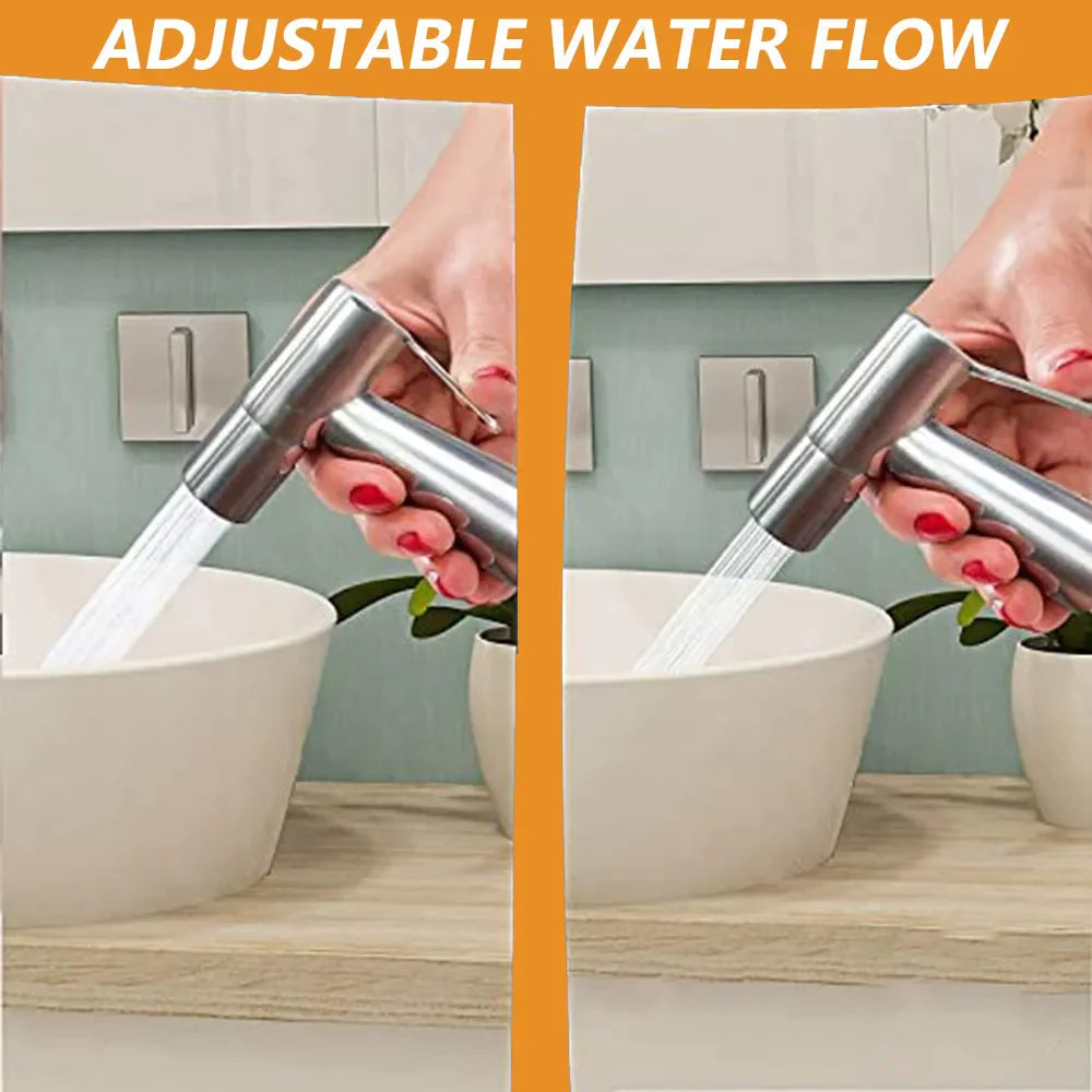 Toilet Shattaf Adapter Hose Bidet Spray Stainless Steel Handheld Shower Head US WEM Support (www.WEM.support)