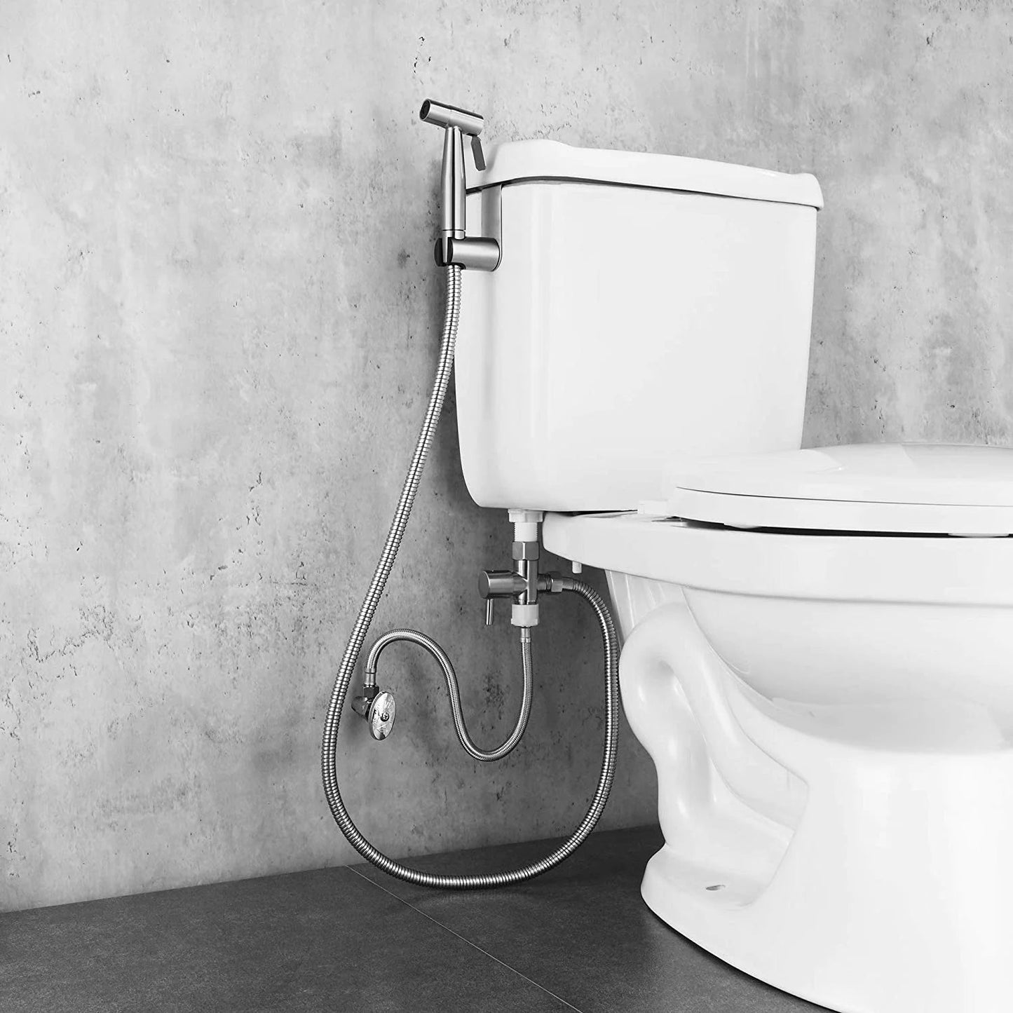 Toilet Shattaf Adapter Hose Bidet Spray Stainless Steel Handheld Shower Head US WEM Support (www.WEM.support)