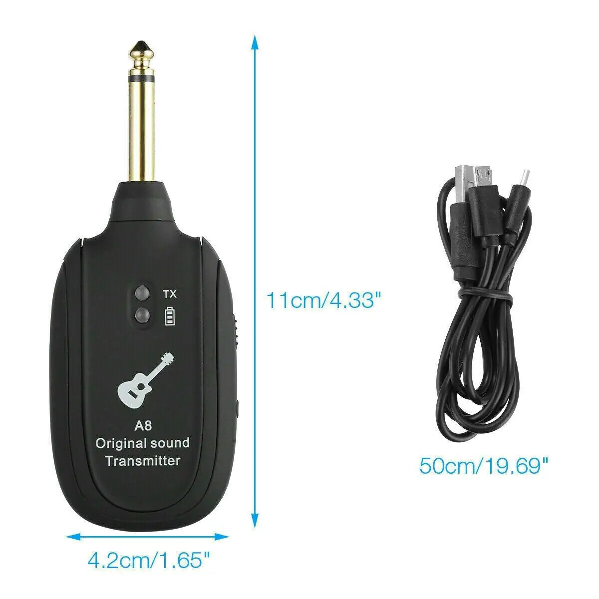 UHF Guitar Wireless System Transmitter+Receiver Built In Rechargeable Battery WEM Support (www.WEM.support)
