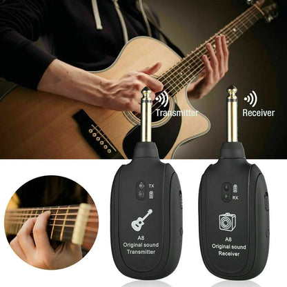 UHF Guitar Wireless System Transmitter+Receiver Built In Rechargeable Battery WEM Support (www.WEM.support)