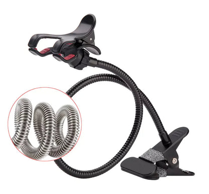 Universal Lazy Mobile Phone Gooseneck Stand Holder Flexible Bed Desk Table Clip WEM Support (www.WEM.support)