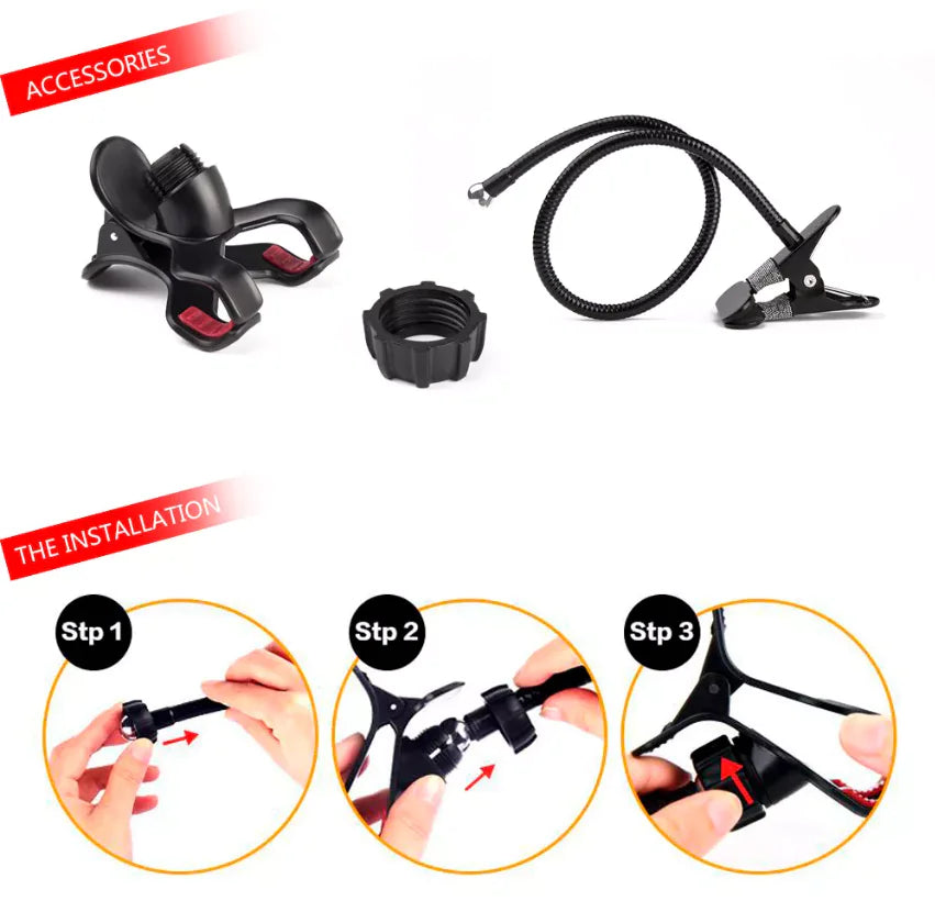 Universal Lazy Mobile Phone Gooseneck Stand Holder Flexible Bed Desk Table Clip WEM Support (www.WEM.support)