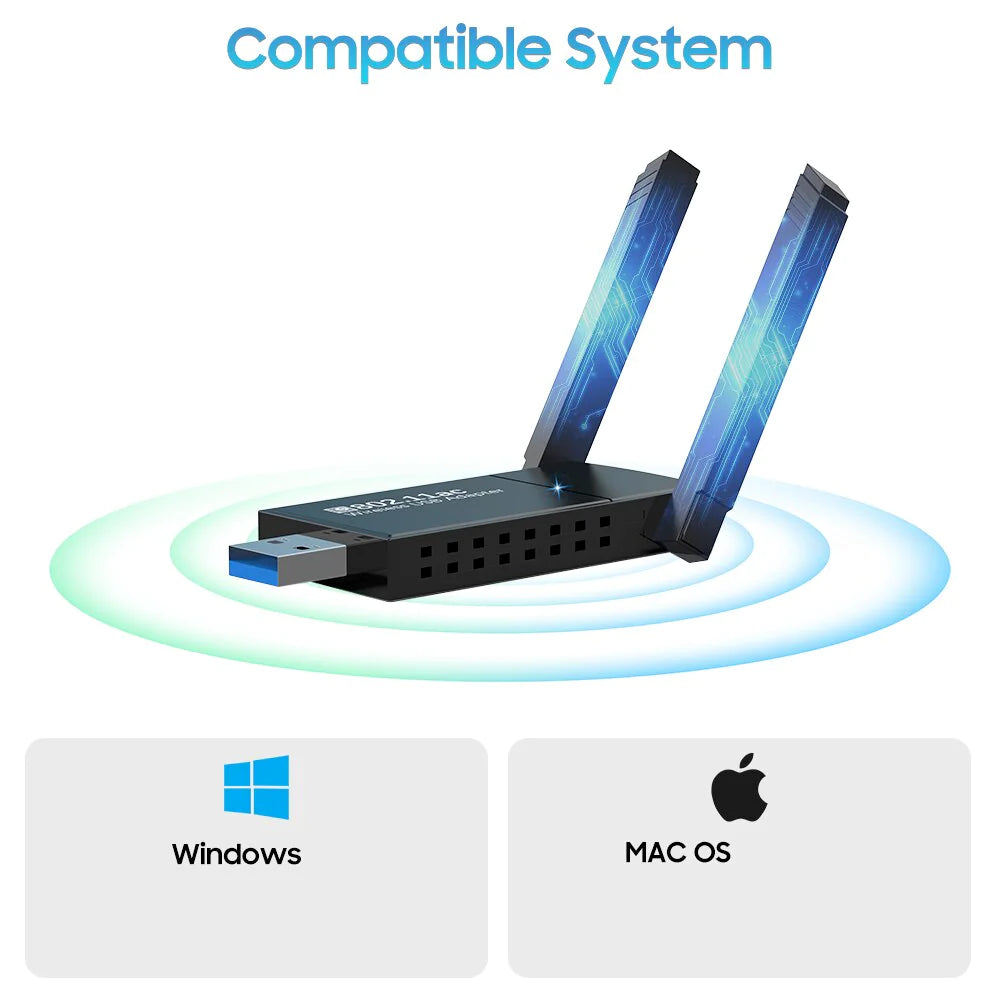 USB 3.0 Wireless WIFI Adapter 1300Mbps Long Range Dongle Dual Band 5Ghz Network WEM Support (www.WEM.support)