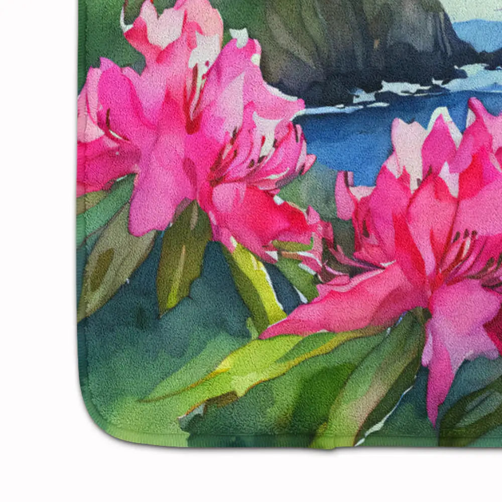 Washington Coast Rhododendrons in Watercolor Memory Foam Kitchen Mat WEM Support (www.WEM.support)