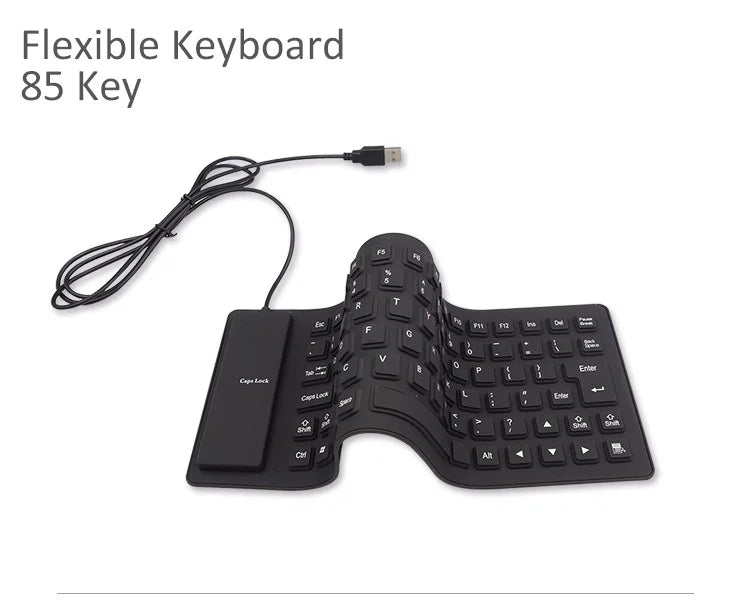 Waterproof Silicone Keyboard Foldable Flexible USB Dustproof DirtProof Full Size WEM Support (www.WEM.support)