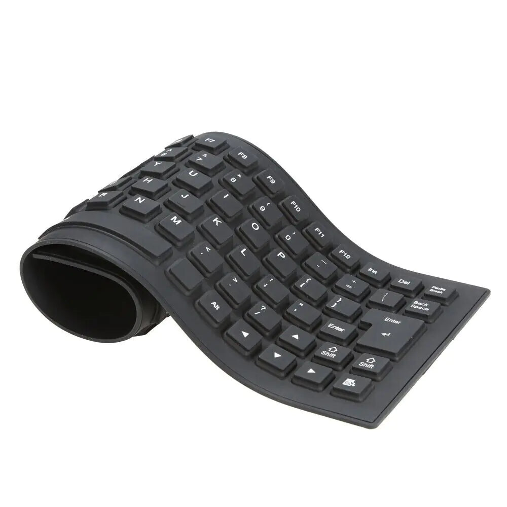 Waterproof Silicone Keyboard Foldable Flexible USB Dustproof DirtProof Full Size WEM Support (www.WEM.support)