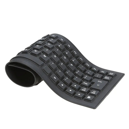 Waterproof Silicone Keyboard Foldable Flexible USB Dustproof DirtProof Full Size WEM Support (www.WEM.support)