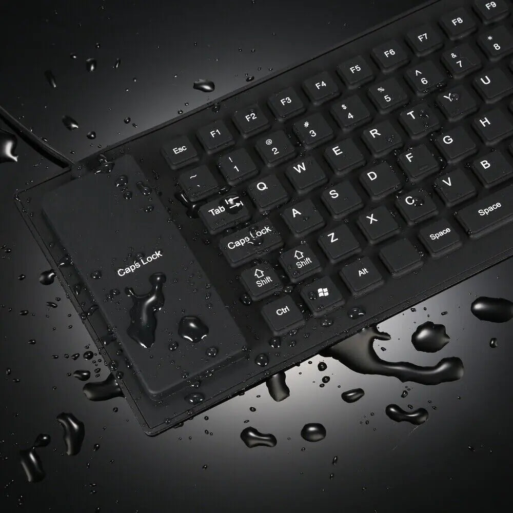 Waterproof Silicone Keyboard Foldable Flexible USB Dustproof DirtProof Full Size WEM Support (www.WEM.support)