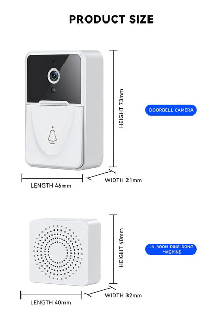 Wireless Security WiFi Smart Doorbell Intercom Video Camera Bell Chime Door Ring WEM Support (www.WEM.support)